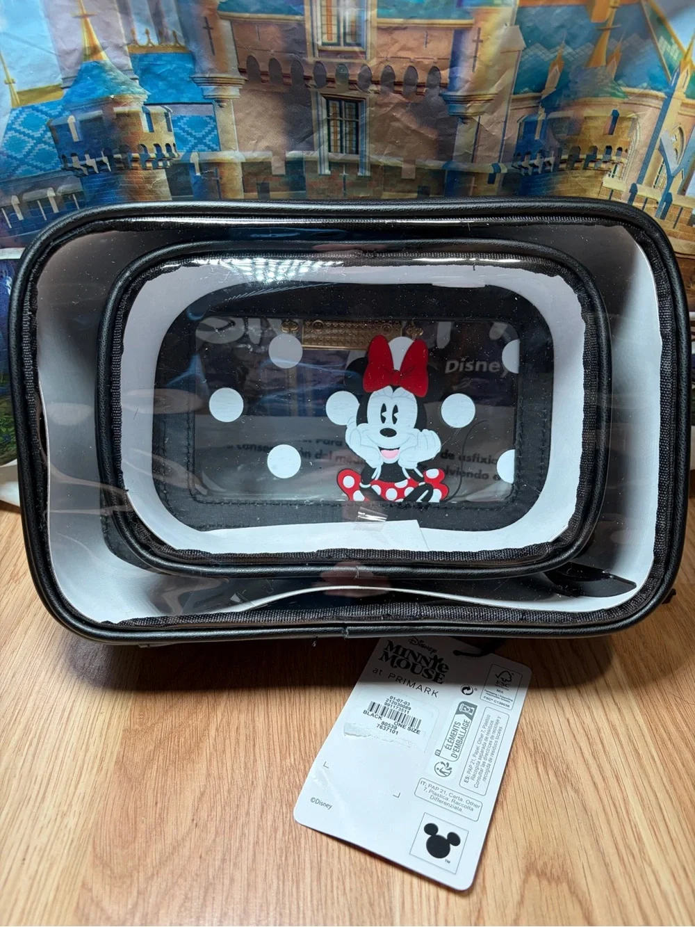 Disney Minnie Mouse Black, White & Red Clear Cosmetic Case